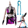 Game Crit Loli Jinx Cosplay Costume Uniform Outfits Jinx Original Skin Magical with Blue Wigs Hair For Women Party Clothing