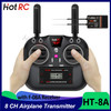 HotRC HT-8A Remote Control 2.4G 8CH 4.5-9V PWM FHSS Transmitter with F-08A Receiver For RC FPV Drone Aircraft Car Ship Tank