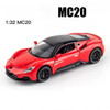 1:32 Alloy Sports Car Model Metal Toy Vehicles Car Model Sound and Light Simulation for Maserati MC20 Cabrio Kids Toys Gift