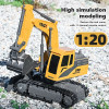 11CH 1:20 RC Engineering Vehicle 2.4G Remote Control Excavator Alloy Children Toy Car Crawler Truck Toys for Boys Kids Xmas Gift
