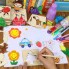 Kids Drawing Toys Montessori DIY Painting Stencils Template Wooden Craft Puzzle Educational Toys for Boys Girls Birthday Gift