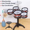 Jazz Drum Set for Kids 3 Drums / 5 Drums with Small Stool Drum Stick Set Music Instrument Educational Toys for Beginners Gifts