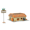 Gobricks MOC Movie Simpsonsed Krusty Burger House Construction Model Building Block Street View Residential Villa Toy Brick Gift