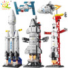 HUIQIBAO Mini Aviation Manned Rocket Model Building Blocks Space Aerospace Station Bricks City Construction Toys for Children