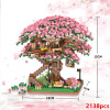 2138pcs DIY Discoloration Cherry Blossom Flower Pink Tree House Train Assembly Building Blocks Classic Model Bricks Sets Kid