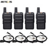 ETEVIS Walkie Talkie 4 Pieces PMR 446 VOX Two-way Radio RT19/RT619 Transceiver Comunicador for Hunting Fishing Hotel Restaurant
