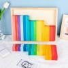 Large Rainbow Wood Building Slats Construct Cubes Blocks Pastel Stacking Timber Toys for Kids Early Learning