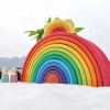 High-quality basswood rainbow building blocks children stacking fun building early education puzzle parent-child interactive toy