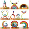 High-quality basswood rainbow building blocks children stacking fun building early education puzzle parent-child interactive toy
