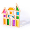 25Pcs Stacking Building Blocks Montessori Toys Construction Toys Colorful Geometry Sensory Toy Wood Rainbow Blocks for Preschool