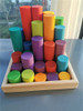 25pcs Kids Large Wood Building Rollers Rainbow Blocks Stain Basswood Stacking Cylinders Educational Creative Toys