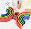 12pcs Montessori Wooden Building Blocks Rainbow Arch Bridge Stacking Game Learning Education Toys for Kid Color Cognition Blocks