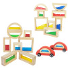 Wooden Large Building Blocks with Color Sand for Kids 8 Pcs Geometry Sensory Rainbow Stacking Blocks Construction Toys Set