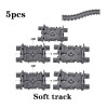 MOC City Train Tracks Flexible Straight Curved Soft Rail Switch DIY Building Block Models Railways Technical Train Parts Bricks