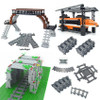 City Train Track Rail double layer Track Model Bricks straight curved soft Flexible Switch Uphill Railway Building Blocks kids