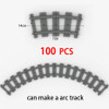 City Trains Flexible Tracks Soft 100PCS Straight Curved Rails Switch Building Block Creative Models Railways Toys For Kids 53401