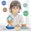 Children Pyramid Building Blocks Montessori Game Rainbow Soft Glue Blocks Construction Stacking Game Educational Toys For Kids