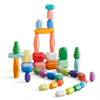 Wooden Rainbow Stones Building Blocks Colorful Wood Toy Block Stacker Balancing Games Montessori Educational Toys for Children