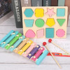 Hot Kids Montessori Wooden Toys Macaron Blocks Learning Toy Baby Music Rattles Graphic Colorful Wooden Blocks Educational Toy