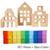 Dutch Wood Houses Lucite Cubes Blocks Rainbow Acrylic Building Blocks Color Street Open-ended Play Montessori Educational Toys