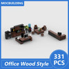 Office Wood Style Interior Design Moc Modular Buildings Blocks Diy Assemble Bricks Creative Display Toys Collection Gifts 331PCS