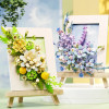 Construction Idea ART Flower 3d Painting Building Bricks With Wooden Easel Mini Block Toys For Girls Gifts Desktop Decoration