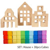 Wooden House Acrylic Lucent Cubes Kids Stacking Blocks Translucent Rainbow Gem Stone Stacker Open Ended Toys for Children