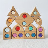 Large Wooden Fairy Tale Windows Blocks with Sparkling Stone Acrylic Toy Gems Transparent Window Stacking Blocks for Children