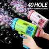 One Pack Of Children's 40 Holes Rocket Launcher Handheld Portable Electric Automatic Bubble Gun LED Light For Boys And Girls