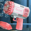 1PC-Bubble Gun Rocket Holes Soap Bubbles Machine Christmas Gift Gun Shape Automatic Blower With Light Pomperos Toys For Kids