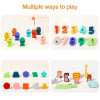 Montessori Blocks Toy Wooden Fishing Number Shape Animal Pairing Busy Board for Kids Educational Fine Motor Training Aids Toy
