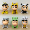 4/6/10pcs Set Crayon Shin-chan Anime Figure Fishing Puppy Kawaii Q Version Mini Decor Figurines Collectibles Children Toys Gifts