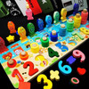 Montessori Educational Wooden Toys Preschool Education Toy Count Geometric Shapes Magnetic Fishing Building Blocks Puzzles Board