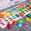 Montessori Educational Wooden Toys Preschool Education Toy Count Geometric Shapes Magnetic Fishing Building Blocks Puzzles Board