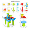 4-in-1 Sand And Water Table 15PCS Sandbox Table with Beach Sand Water Toy Kids Activity Sensory Play Table Summer Outdoor Toys