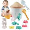 Beach Toys With Mesh Bag 12 Pcs Sand Castle Toys Large Size Sandbox Toy Set Summer Beach Toys Enhance Hand-Eye Coordination For