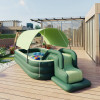 Inflatable Kid Swimming Pool with Awning Thicken PVC Large Children's Paddling Pool with Slide Outdoor Swimming Pools for Family