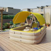 Inflatable Kid Swimming Pool with Awning Thicken PVC Large Children's Paddling Pool with Slide Outdoor Swimming Pools for Family