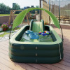 Inflatable Kid Swimming Pool with Awning Thicken PVC Large Children's Paddling Pool with Slide Outdoor Swimming Pools for Family