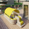 Inflatable Kid Swimming Pool with Awning Thicken PVC Large Children's Paddling Pool with Slide Outdoor Swimming Pools for Family