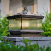 AOSONG Outdoor Solar Post Lamp Vintage Creative Chinese Brass Pillar Light LED Waterproof IP65 for Home Villa Courtyard