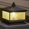 TEMAR Outdoor Solar Post Lamp Vintage Creative Chinese Brass Pillar Light LED Waterproof IP65 for Home Villa Courtyard
