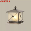 OUTELA Outdoor Electricity Post Lamp Vintage Creative Chinese Brass Pillar Light LED Waterproof IP65 for Home Villa Courtyard