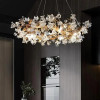 Modern Kapok Flower Living Room Chandelier Glass Crystal Pendant Lamp Dining Room Bedroom Hanging Light Lustre Decor Fixtures