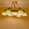 FUMAT Chandelier Tiffany-Style Pendant Light Stained Glass Luster Shade LED Ceiling Lights Chandelier Kitchen Living Room Lamp