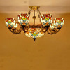 FUMAT Chandelier Tiffany-Style Pendant Light Stained Glass Luster Shade LED Ceiling Lights Chandelier Kitchen Living Room Lamp