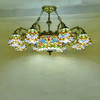 FUMAT Chandelier Tiffany-Style Pendant Light Stained Glass Luster Shade LED Ceiling Lights Chandelier Kitchen Living Room Lamp