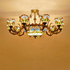 FUMAT Chandelier Tiffany-Style Pendant Light Stained Glass Luster Shade LED Ceiling Lights Chandelier Kitchen Living Room Lamp