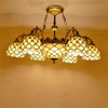 FUMAT Chandelier Tiffany-Style Pendant Light Stained Glass Luster Shade LED Ceiling Lights Chandelier Kitchen Living Room Lamp