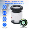 30X Cylindrical Scale Magnifying Glass with LED UV Light Magnifier Adjustable Focal Jewelry Loupe Printing Cloth Magnifier Lupe